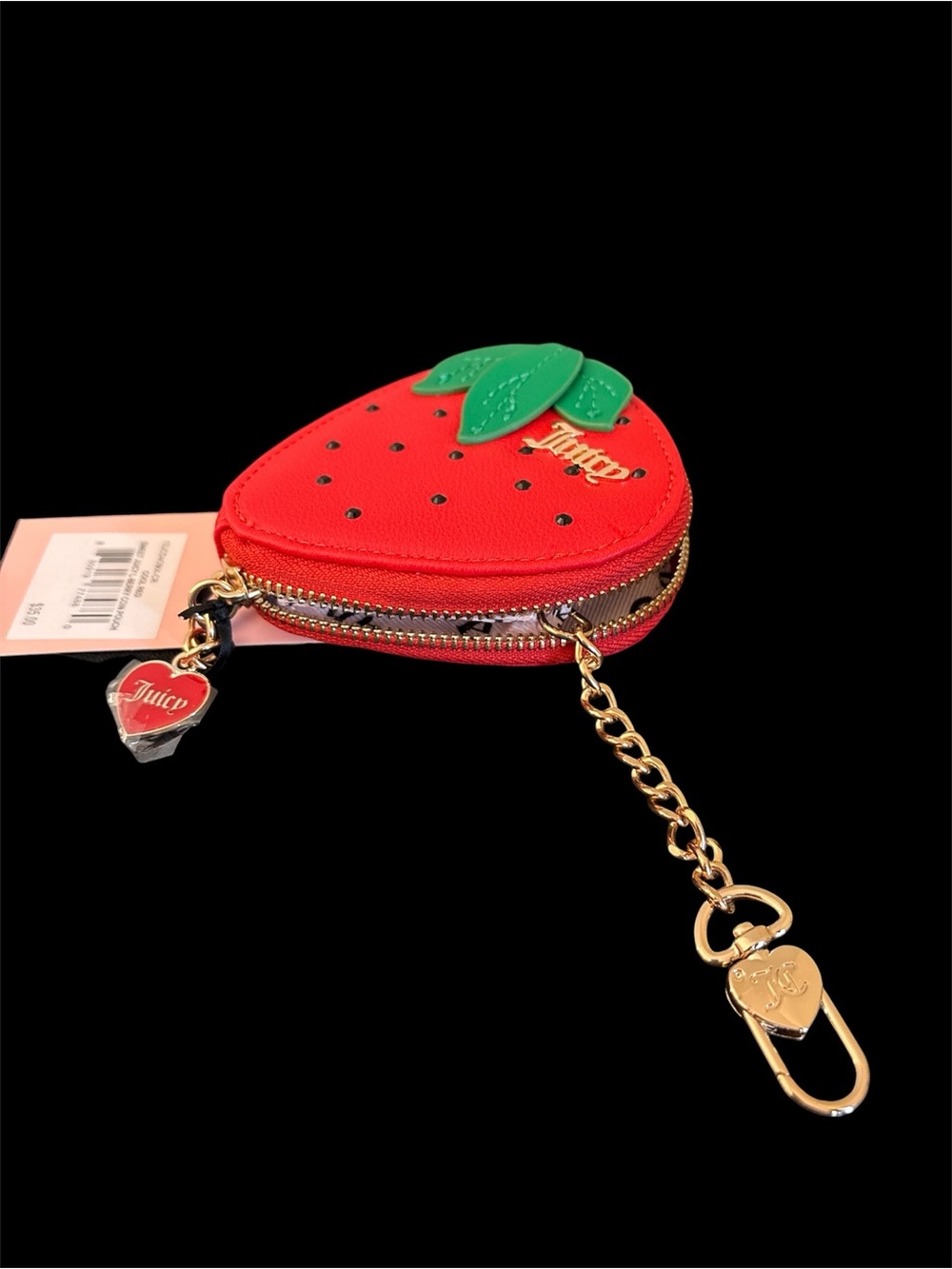Juicy Couture Red Strawberry Coin Pouch Wallet with Gold Chain NWT Coquette Y2K - Picture 4 of 4